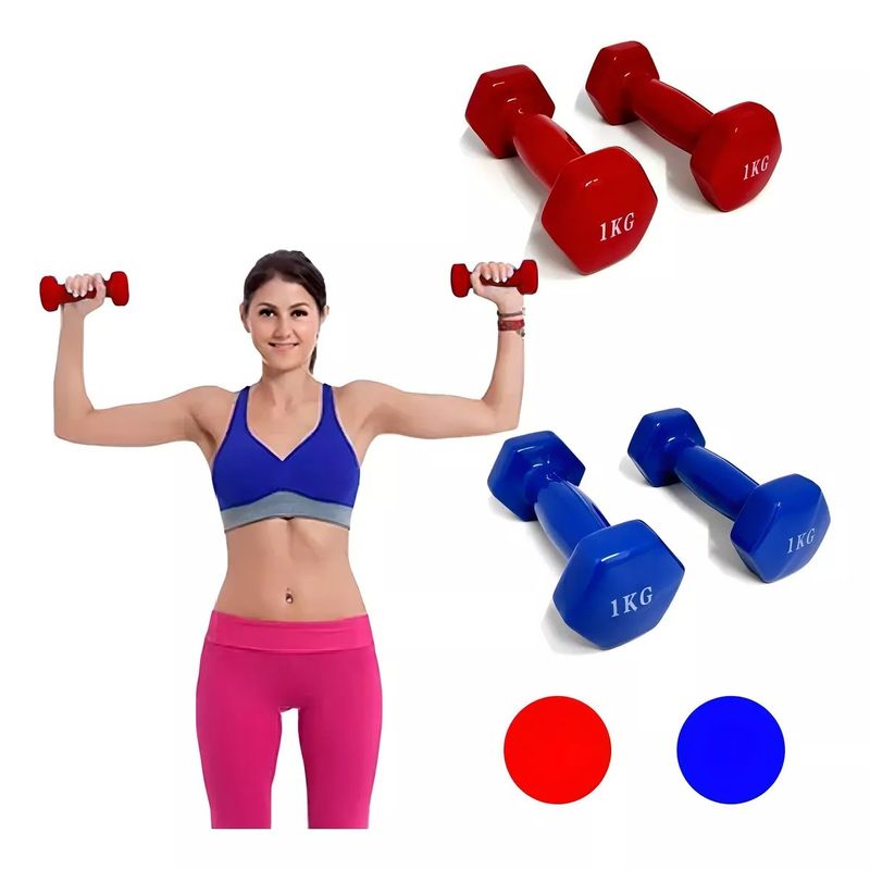 GENERICO - Pesa 1 Kg Mancuerna Ejercicio Goma Vinílica Fitness