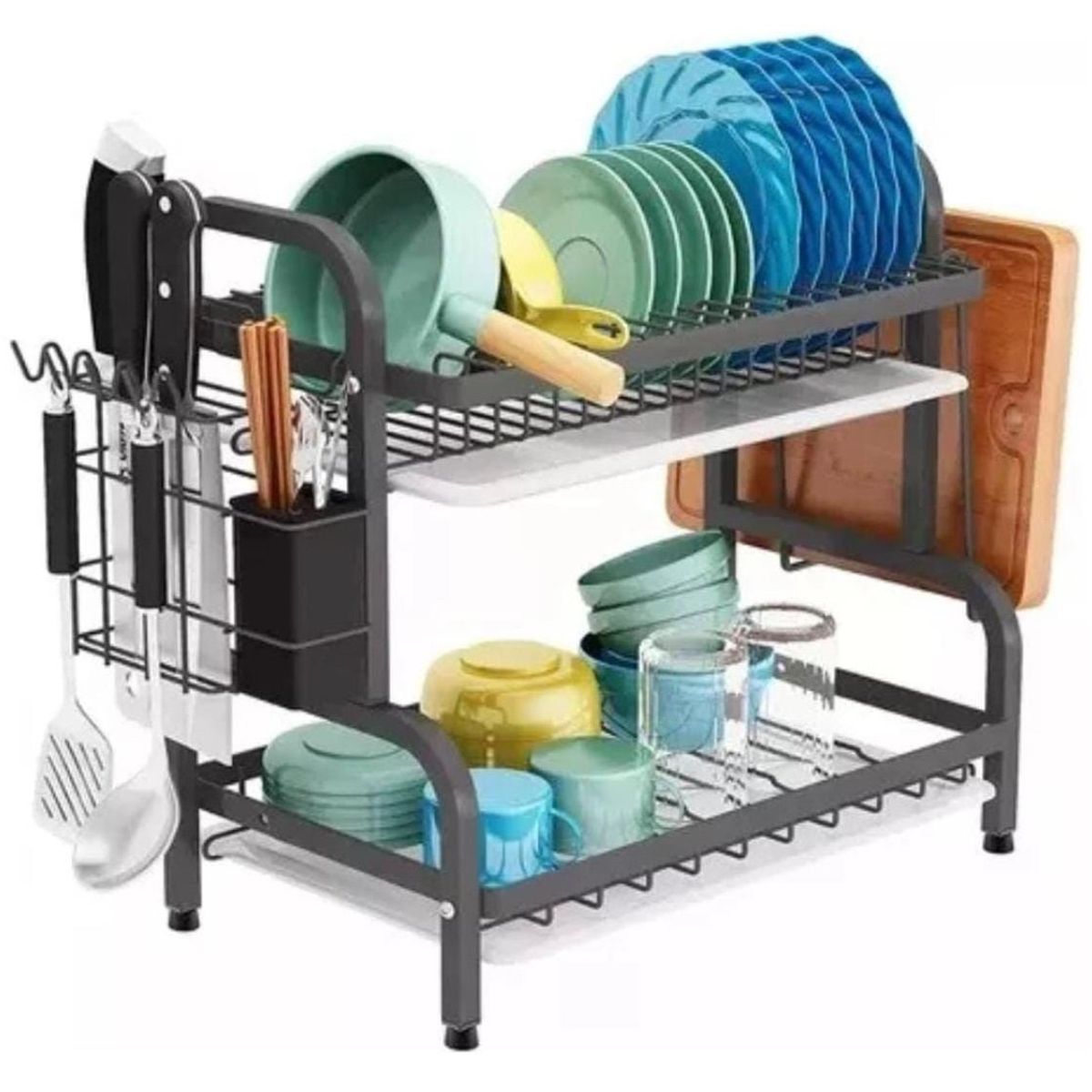 GENERICO - Secador Escurridor Loza Platos 2 Niveles Secaplatos