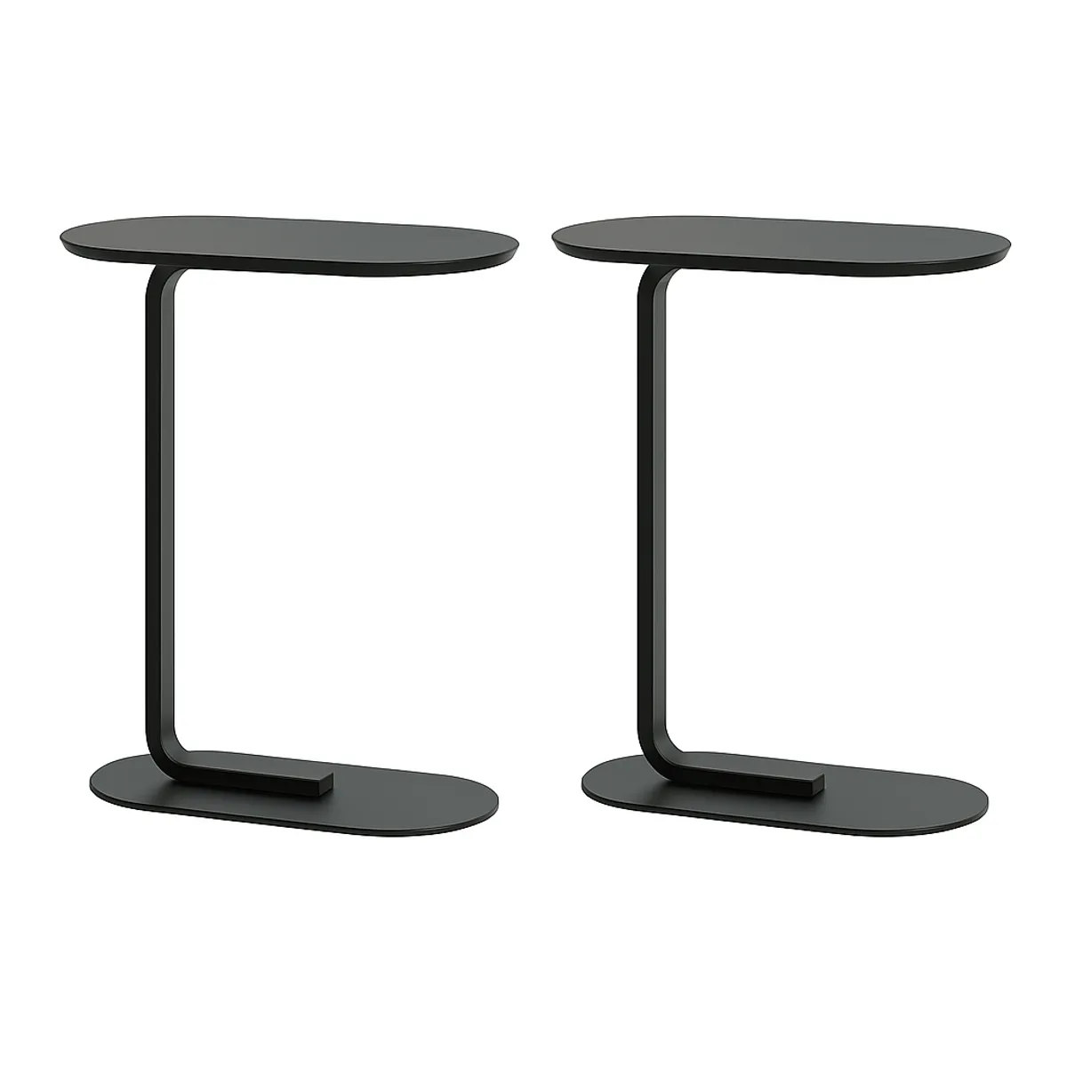 MOBOI - Pack 2 Mesas De Centro Lateral Auxiliar Minimalista Negra