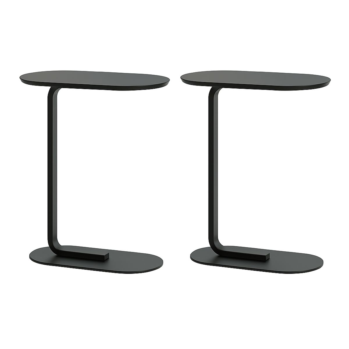 MOBOI - Pack 2 Mesas De Centro Lateral Auxiliar Minimalista Negra