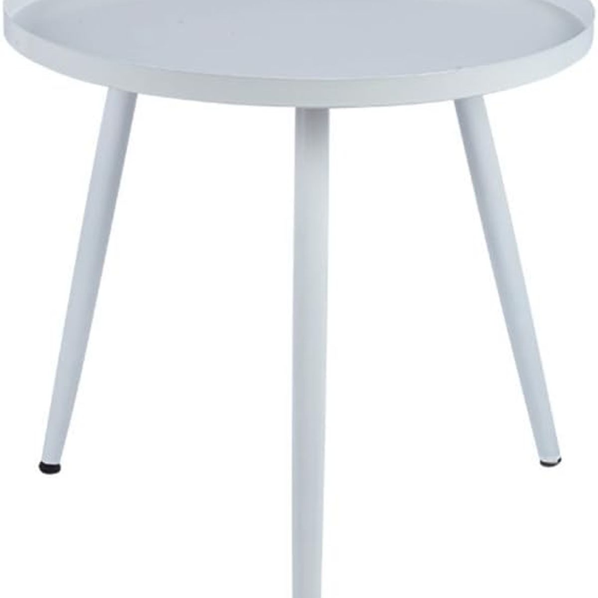 MOBOI - Pack 2 Mesas Auxiliar Centro Metalica Redonda 42x42x45cm Blanca
