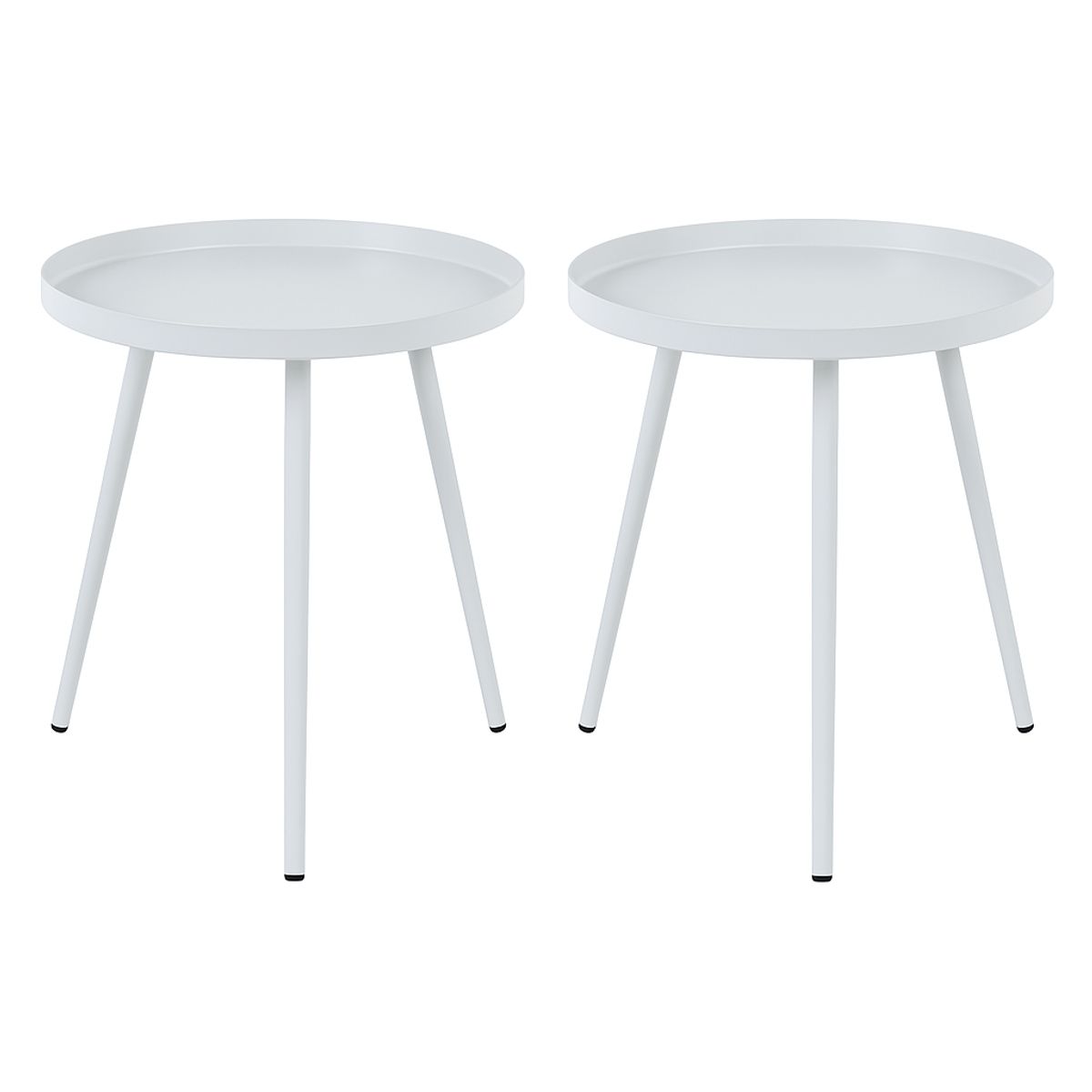 MOBOI - Pack 2 Mesas Auxiliar Centro Metalica Redonda 42x42x45cm Blanca
