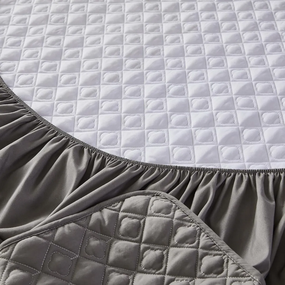 GENERICO - cubre colchón GRIS 2 plaza protector impermeable 2 funda almohada
