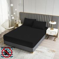 Cubre colchón NEGRO SUPER KING impermeable 2 funda almohada
