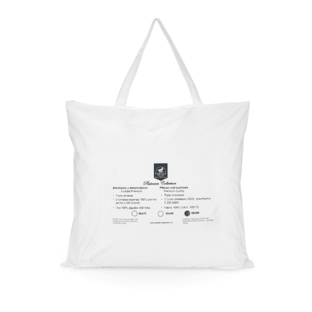 ESSENCE EMPORIUM - Almohadón 60x60 Tricámaras 100% Plumas de Ganso.
