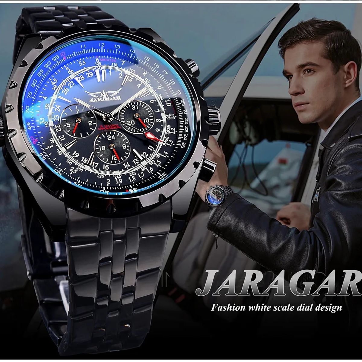 STARTECHOFFICE - Reloj Automático Elegante Jaragar Deportivo Mecánico Resistencia al Agua 3 BAR