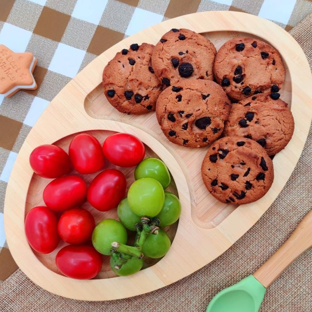 GENERICO - Set De 2 Bandejas Con 2 Compartimentos Bandeja Oval Bambú