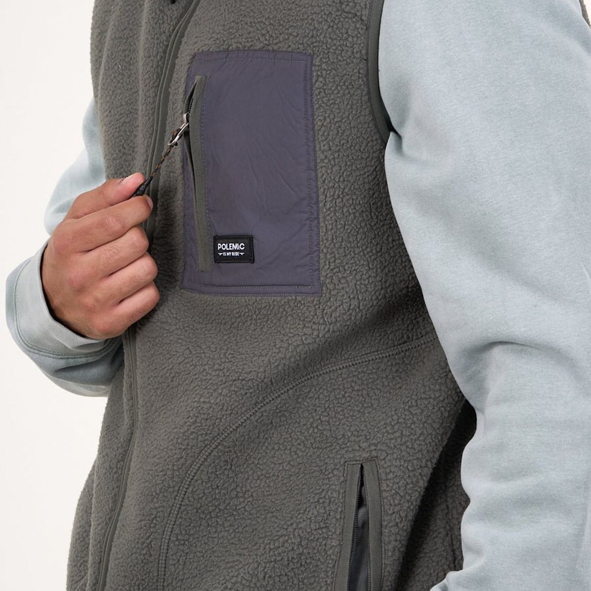 POLEMIC - Poleron sin mangas Mini sherpa full cierre 8714 Polemic