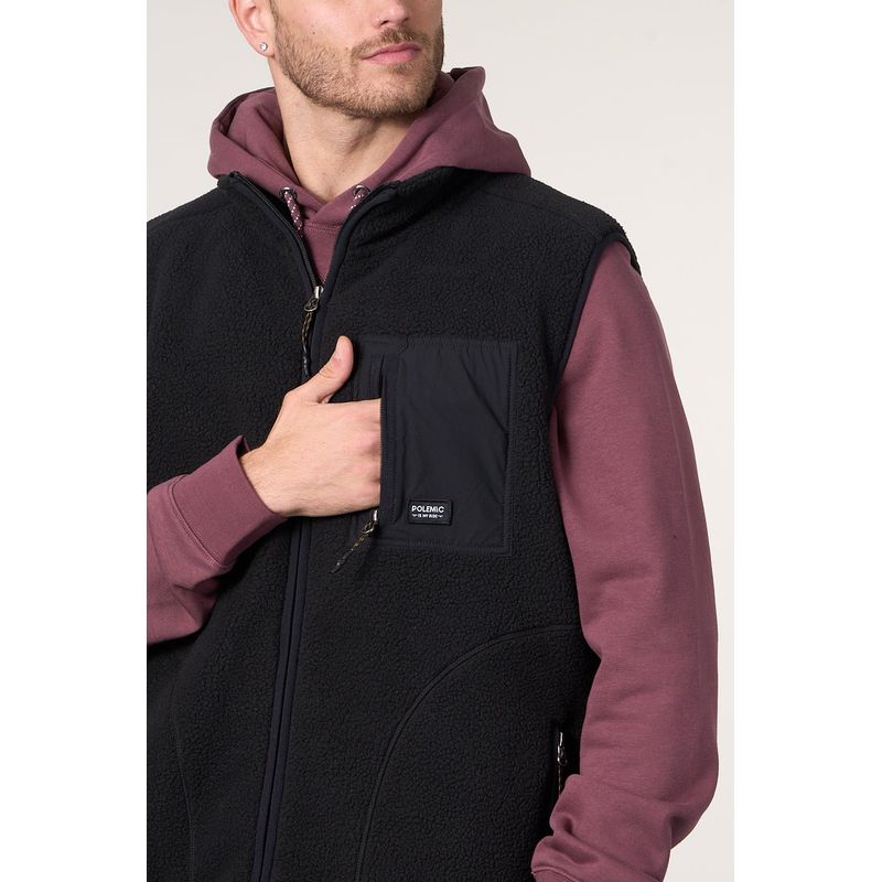 POLEMIC - Poleron sin mangas Mini sherpa full cierre 8714 Polemic
