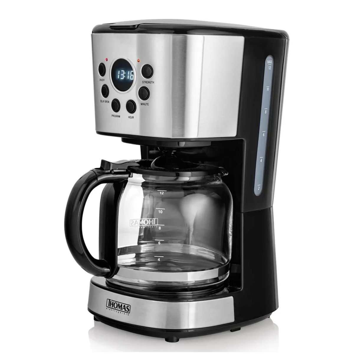 THOMAS - Cafetera Electrica 18L 900W Jarra De Vidrio Th-141 Thomas
