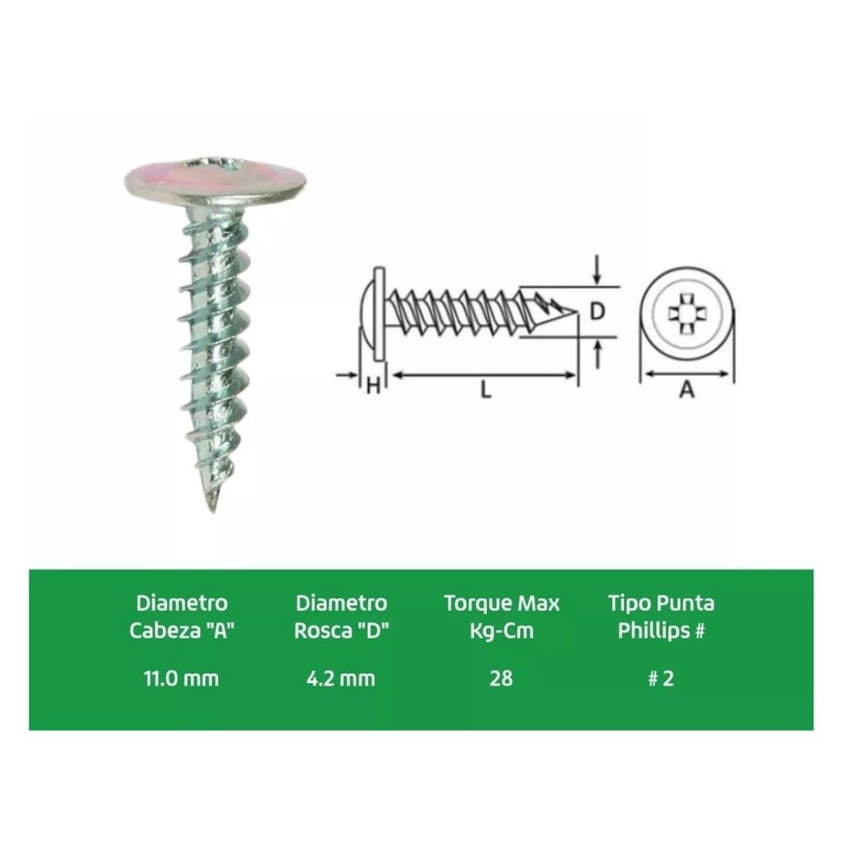 GENERICO - Tornillo Cabeza De  Lenteja 8X1Punta Fina 5000 Unidades