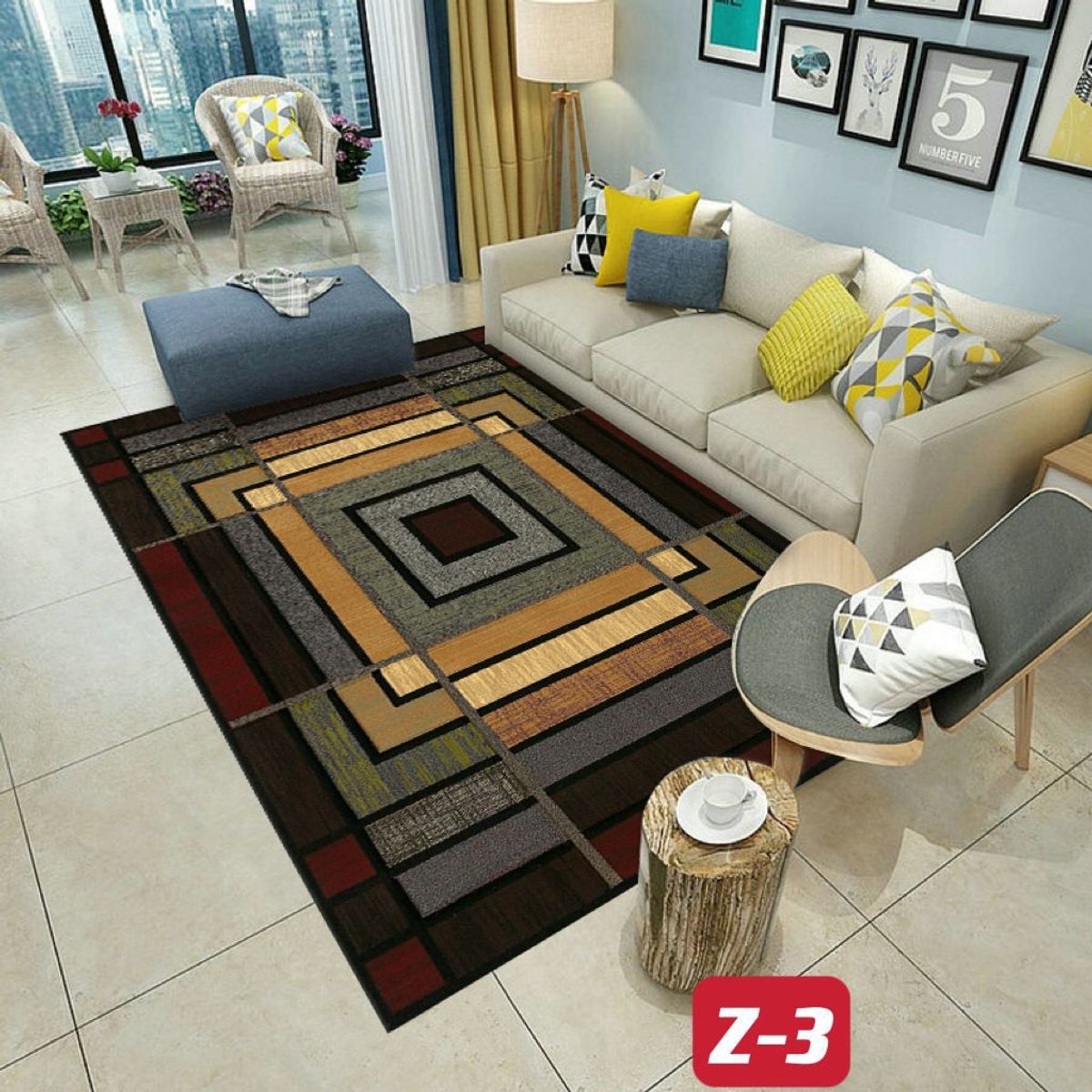 GENERICO - ALFOMBRA PARA LIVING ANTIDESLIZANTE CON DISEÑOS TRIDIMENCIONALES