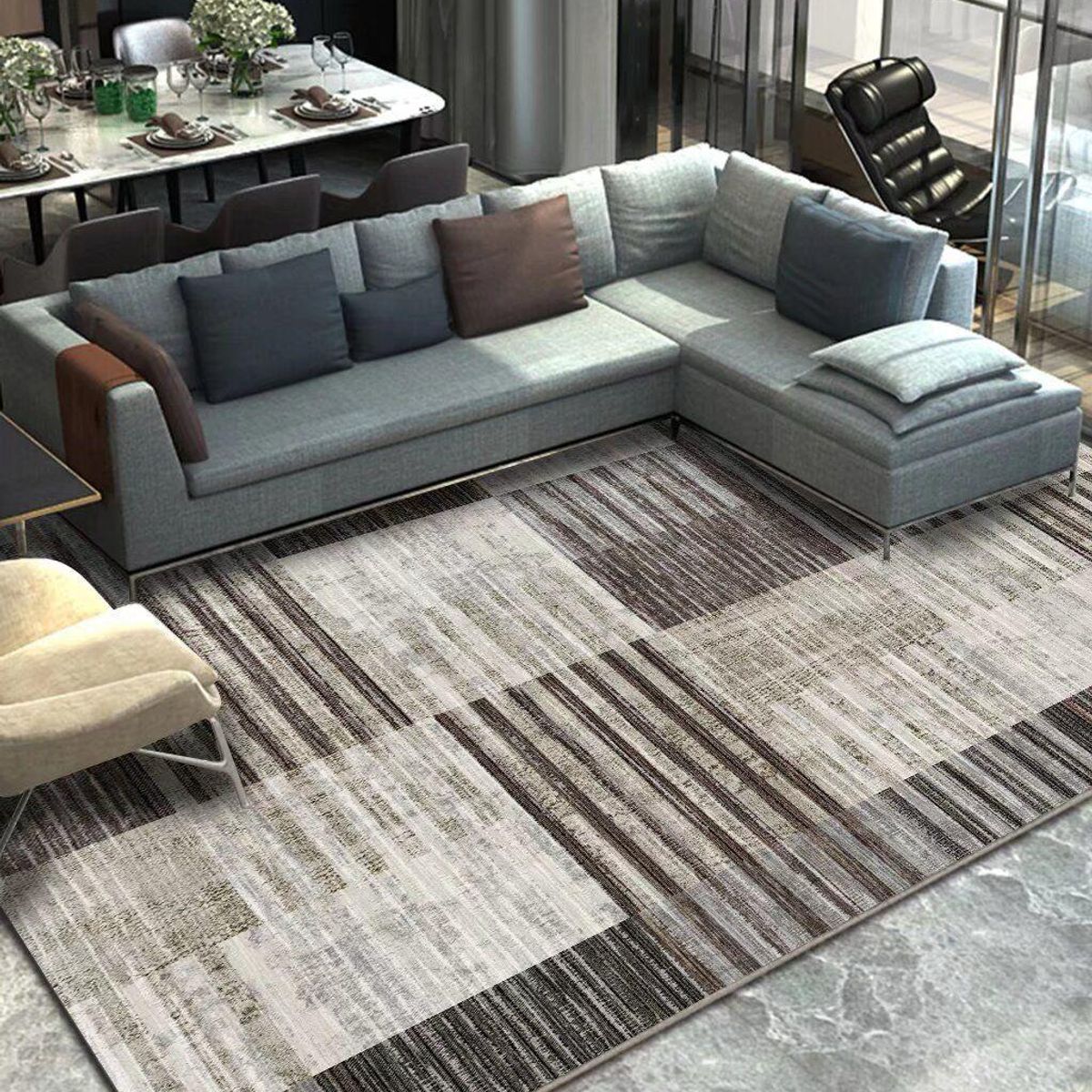 GENERICO - ALFOMBRA PARA LIVING ANTIDESLIZANTE CON DISEÑOS TRIDIMENCIONALES