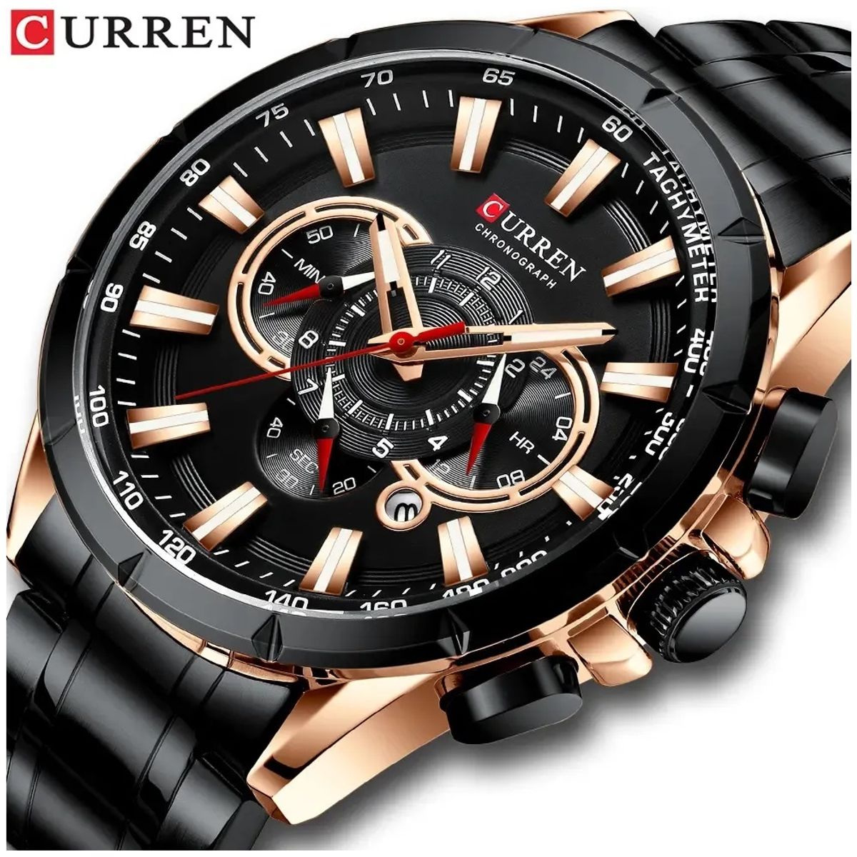 STARTECHOFFICE - Reloj Hombre Curren Acero Inoxidable Cuarzo Cronógrafo Cristal Resistencia al agua