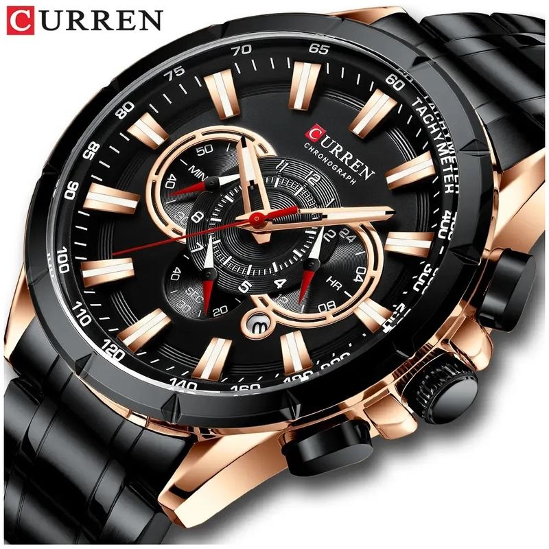 STARTECHOFFICE - Reloj Hombre Curren Acero Inoxidable Cuarzo Cronógrafo Cristal