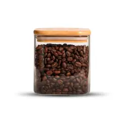 GENERICO - Frasco Contenedor Tarro Hermético Vidrio Tapa Bambú 700ml 10x10cm
