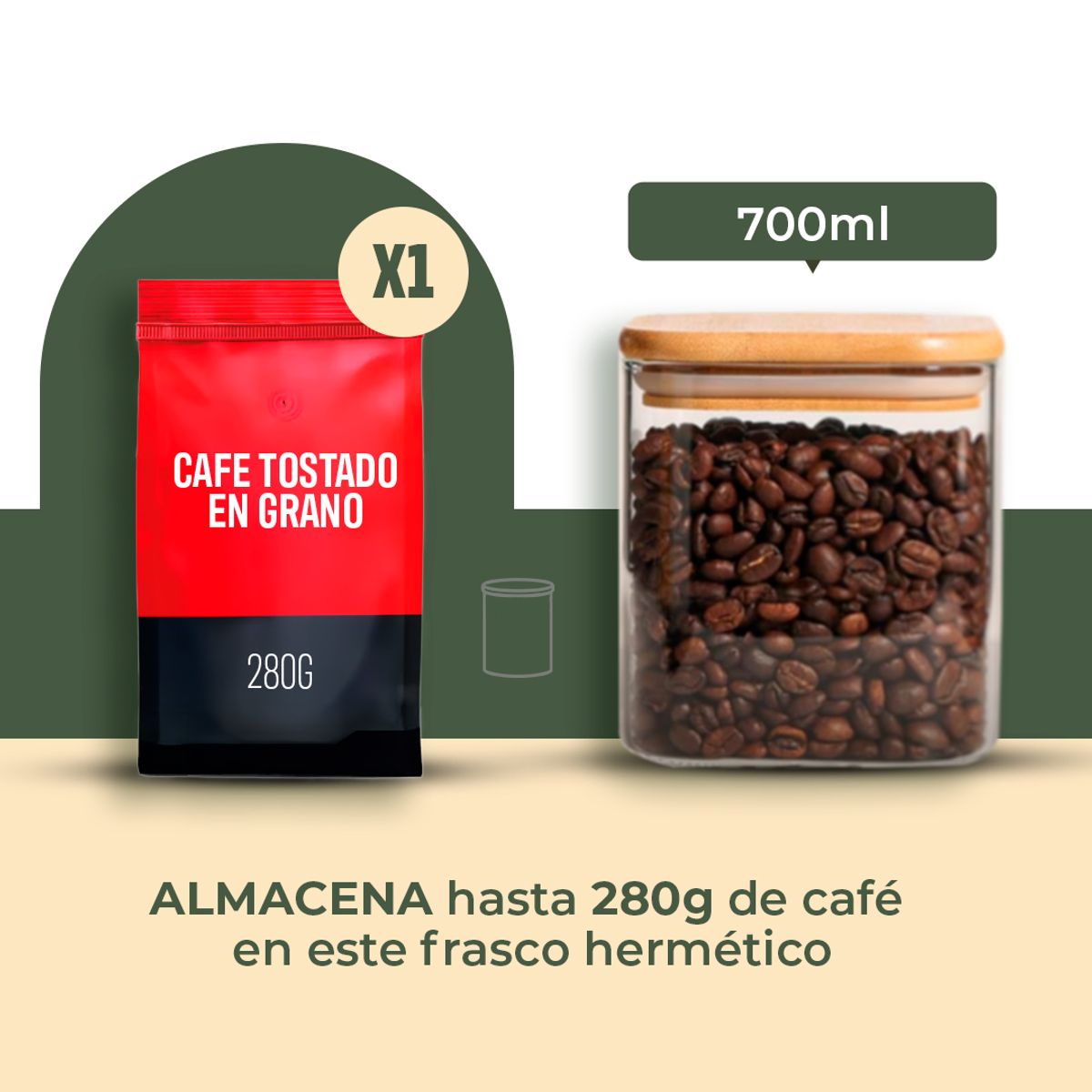 GENERICO - Pack 4 Contenedores Tarros Hermético Vidrio Tapa Bambú 700ml