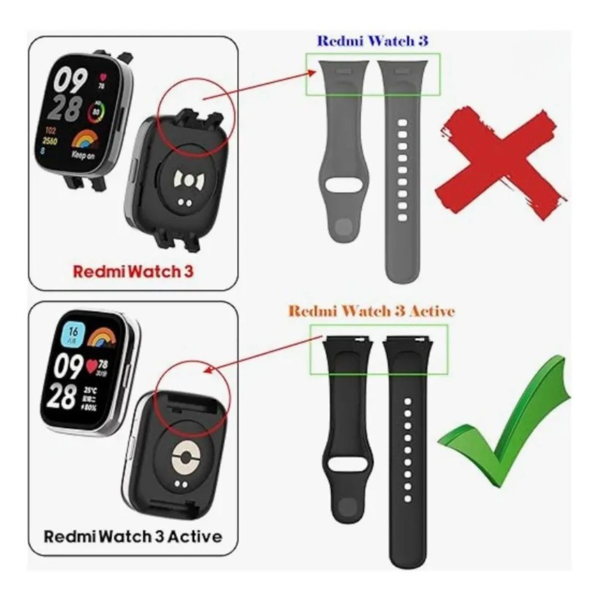 GENERICO - Correas Deportivas Compatible Con Redmi Watch 3 Active/Lite