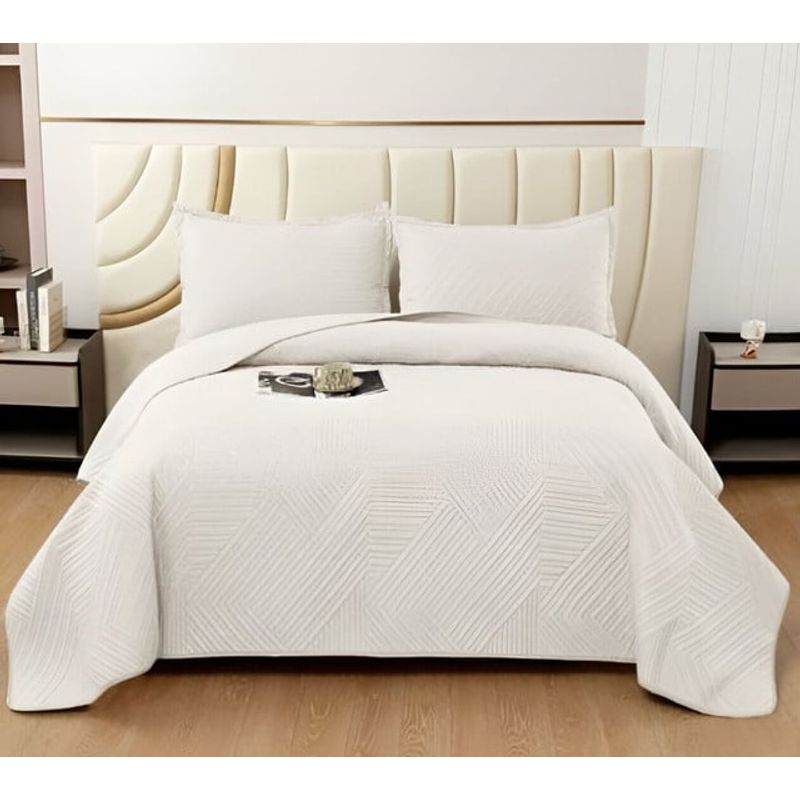 GENERICO - CUBRECAMA DE LUJO QUILT VERANO 2 PLAZAS BLANCO