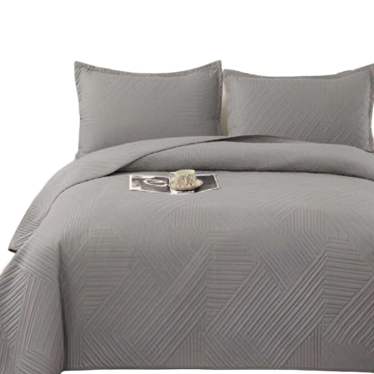 GENERICO - COBERTOR DE LUJO QUILT VERANO 2 PLAZAS GRIS