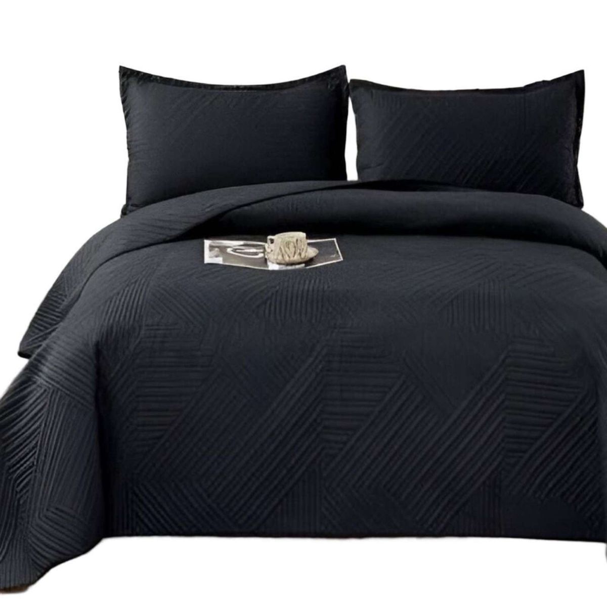 GENERICO - COBERTOR DE LUJO QUILT VERANO KING - SUPER KING NEGRO