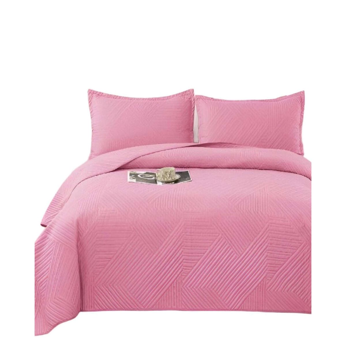 GENERICO - COBERTOR DE LUJO QUILT VERANO KING - SUPER KING ROSADO