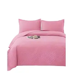 GENERICO - COBERTOR DE LUJO QUILT VERANO KING - SUPER KING ROSADO