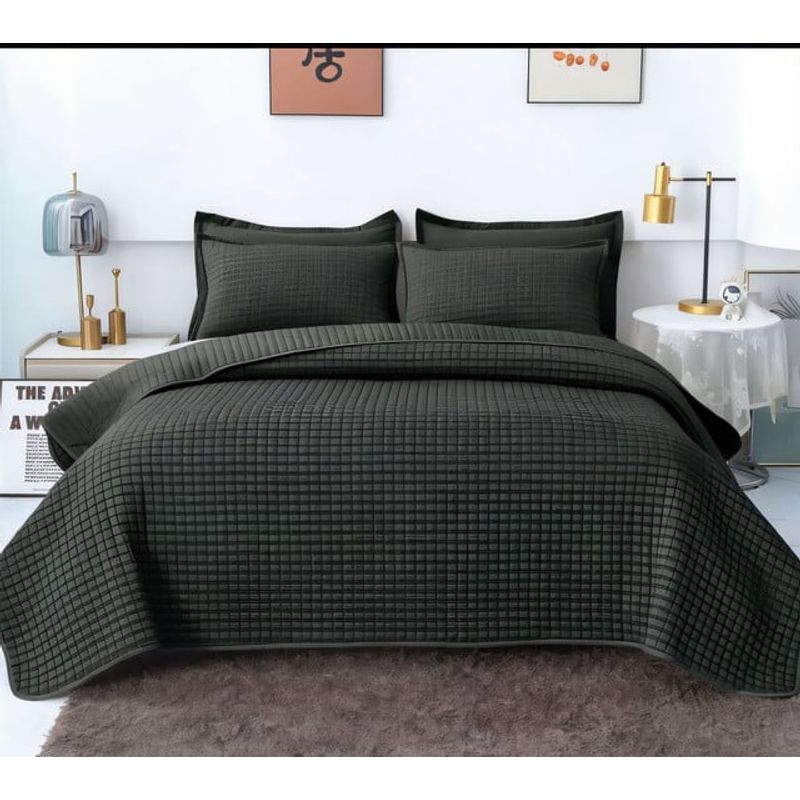 GENERICO - COBERTOR DE LUJO QUILT VERANO PLAZA Y MEDIA VERDE
