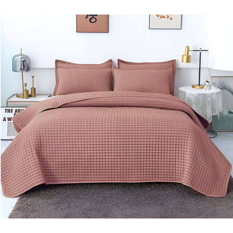 GENERICO - COBERTOR DE LUJO QUILT VERANO PLAZA Y MEDIA ROSA