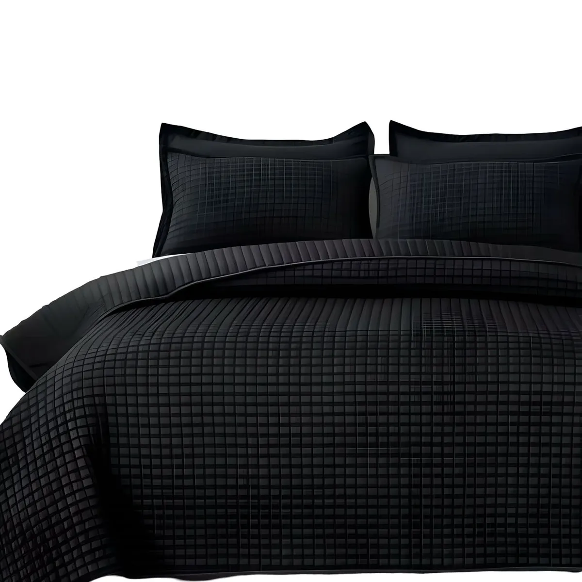 GENERICO - COBERTOR DE LUJO QUILT VERANO PLAZA Y MEDIA NEGRO