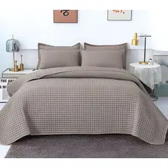 GENERICO - COBERTOR DE LUJO QUILT VERANO PLAZA Y MEDIA GRIS