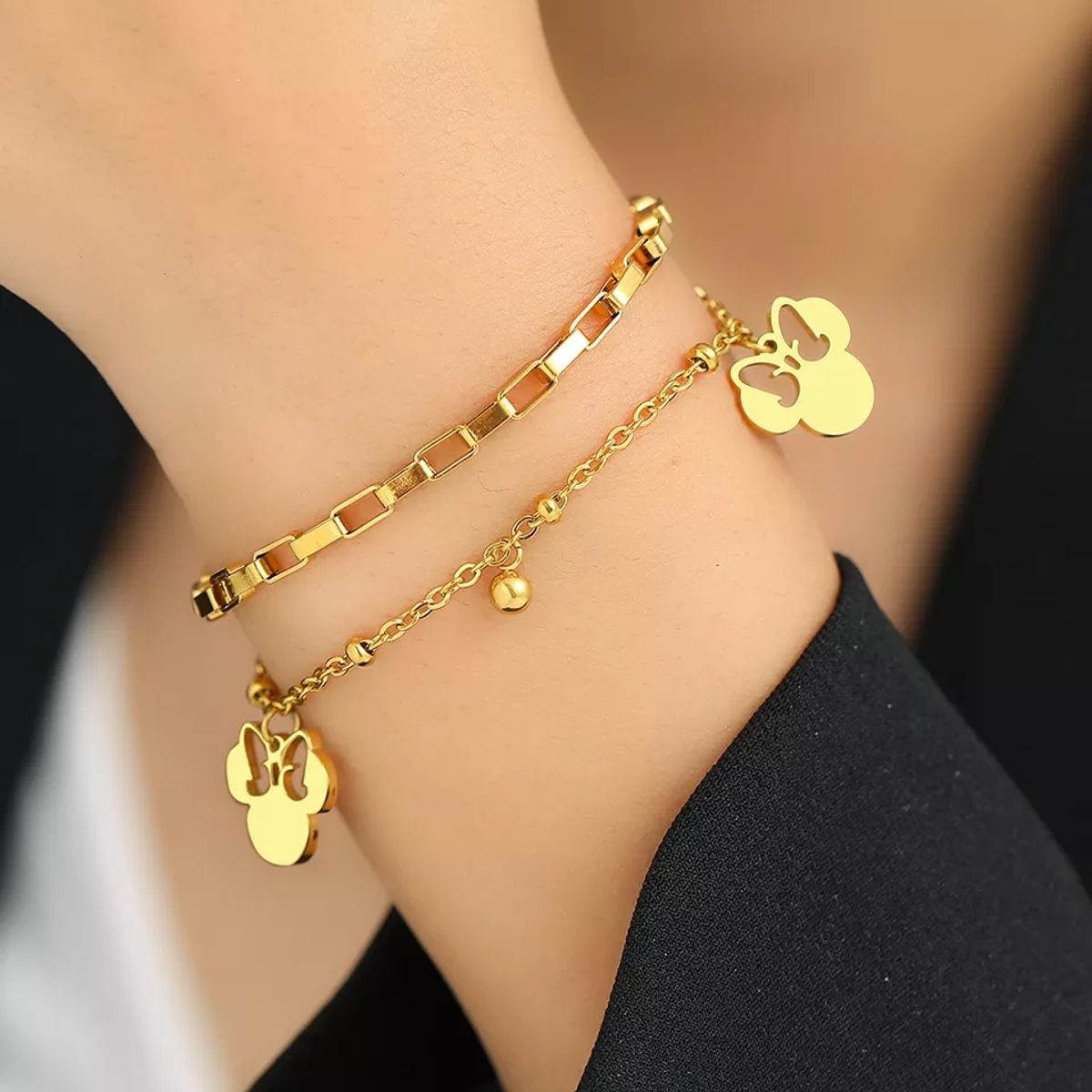 LUXURYJOYAS - Pulsera Minnie Mouse Exclusivo Baño Oro 18kt LUXURYJOYAS