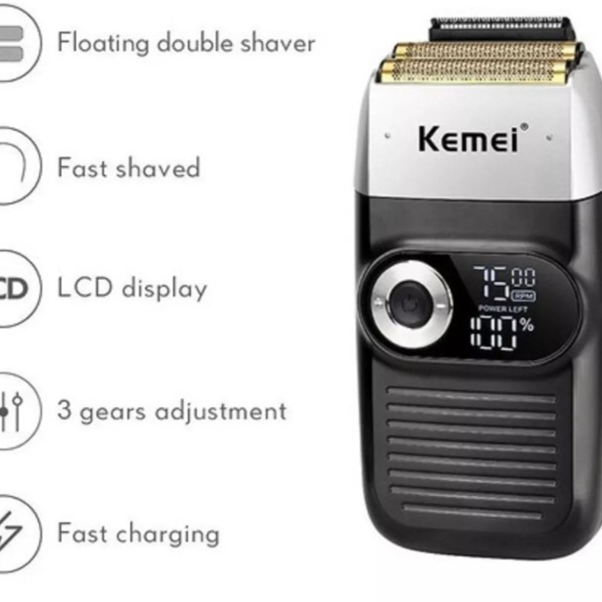 DORCO - Máquina afeitadora Kemei KM-2026 negra 2026 220V