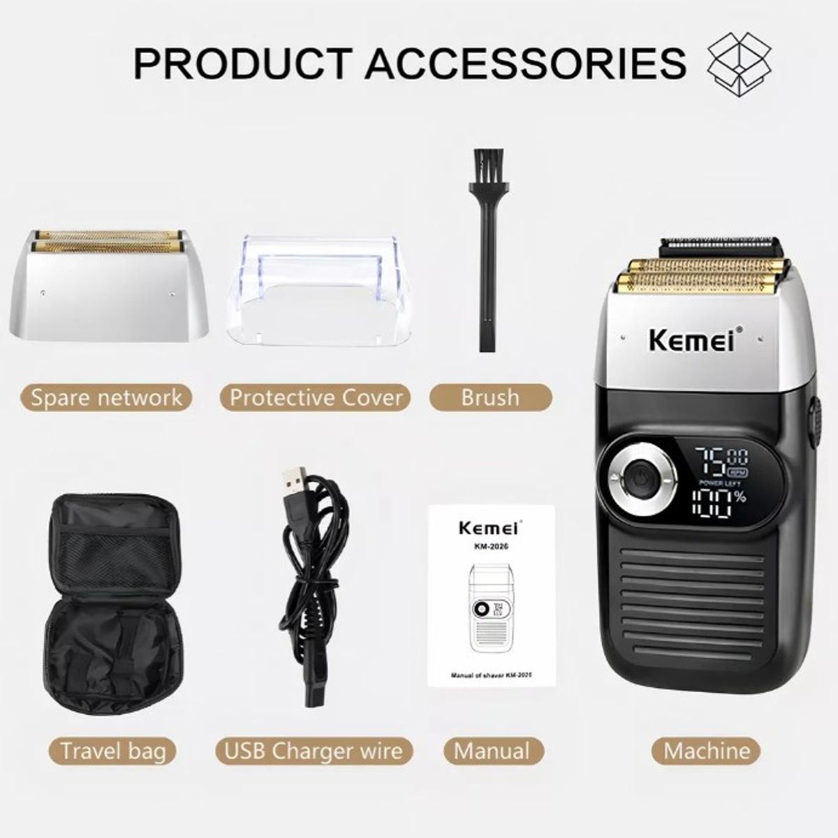 DORCO - Máquina afeitadora Kemei KM-2026 negra 2026 220V