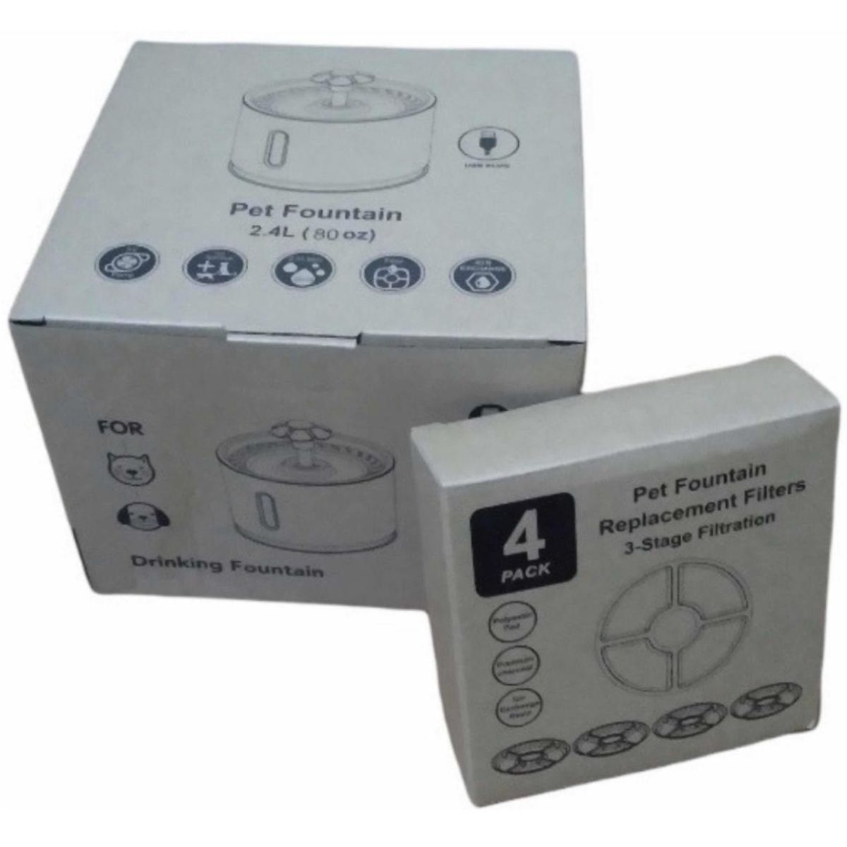 GENERICO - Bebedero Electrico De Agua 24lts Luz Led + Pack X4 Filtros