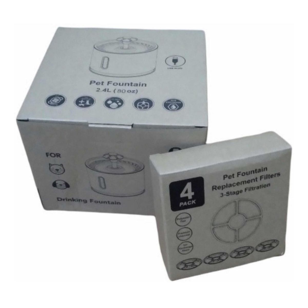 GENERICO - Bebedero Electrico De Agua 24lts Luz Led + Pack X4 Filtros