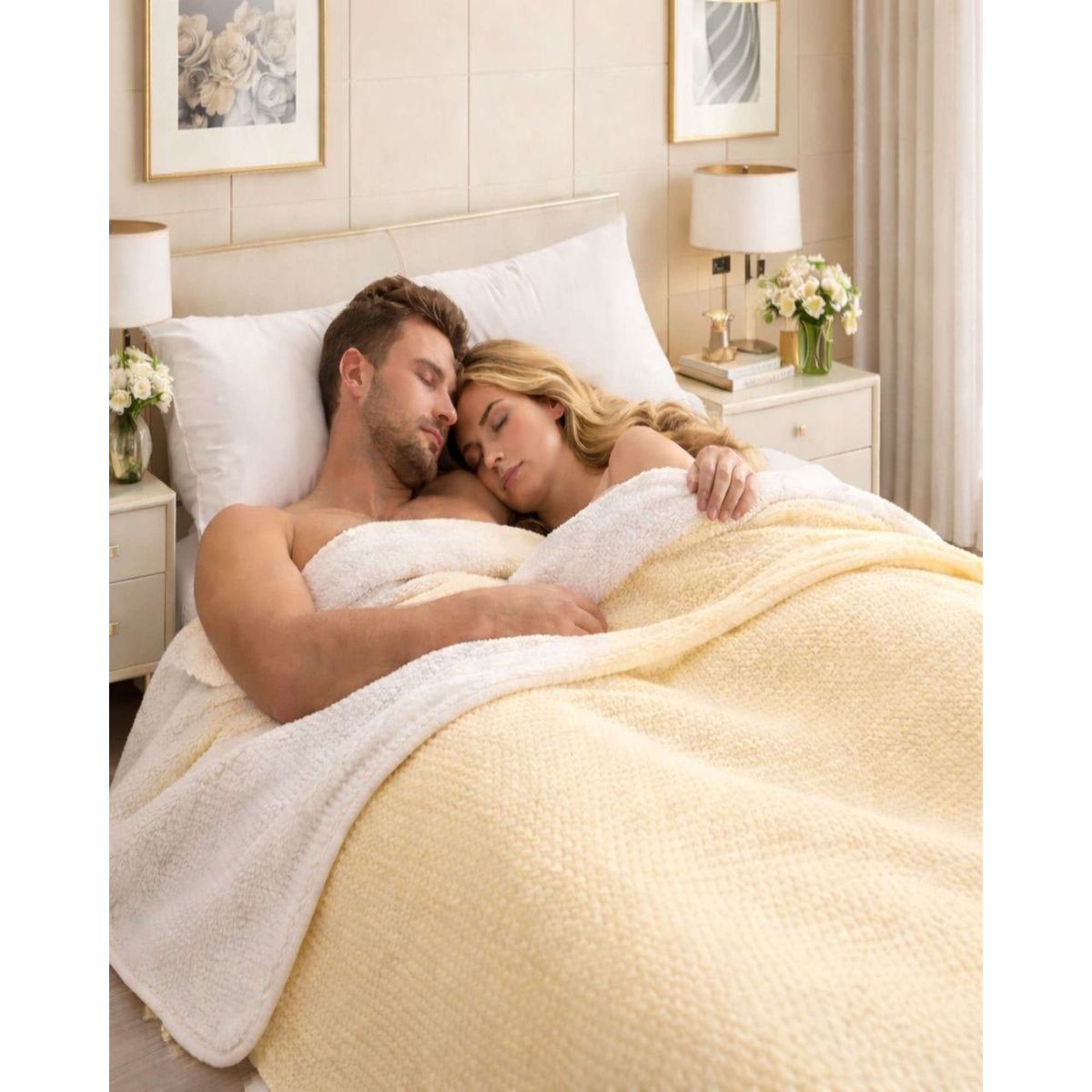 GENERICO - FRAZADA CON CHIPORRO ELEGANTE  KING 230X250cm Beige