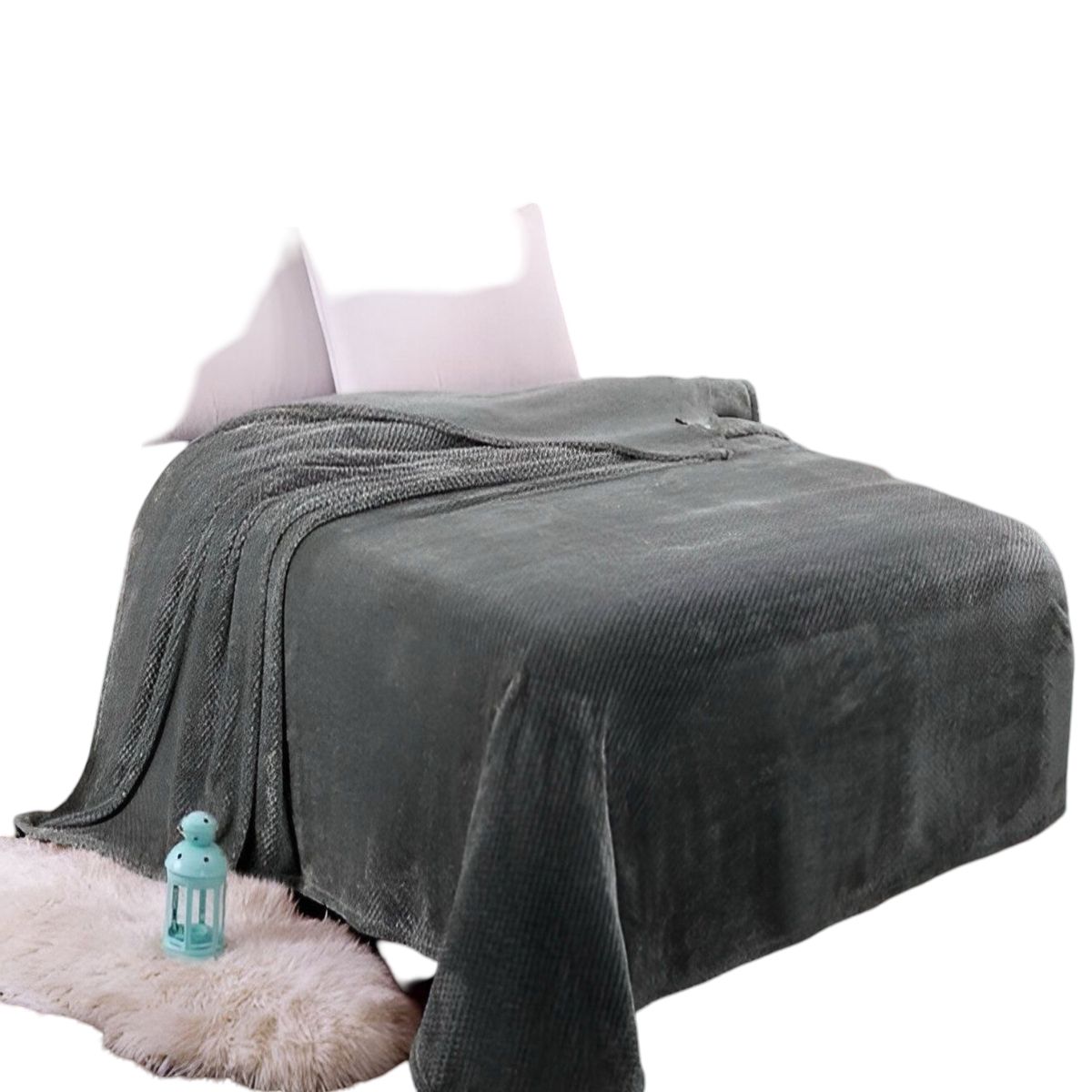 GENERICO - MANTAS ELEGANTES DE INVIERNO GRIS  2 PLAZAS