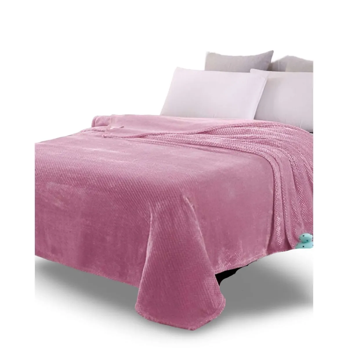 GENERICO - MANTAS ELEGANTES DE INVIERNO ROSADO  2 PLAZAS