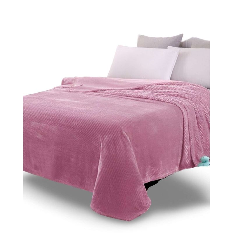 GENERICO - MANTAS ELEGANTES DE INVIERNO ROSADO  2 PLAZAS