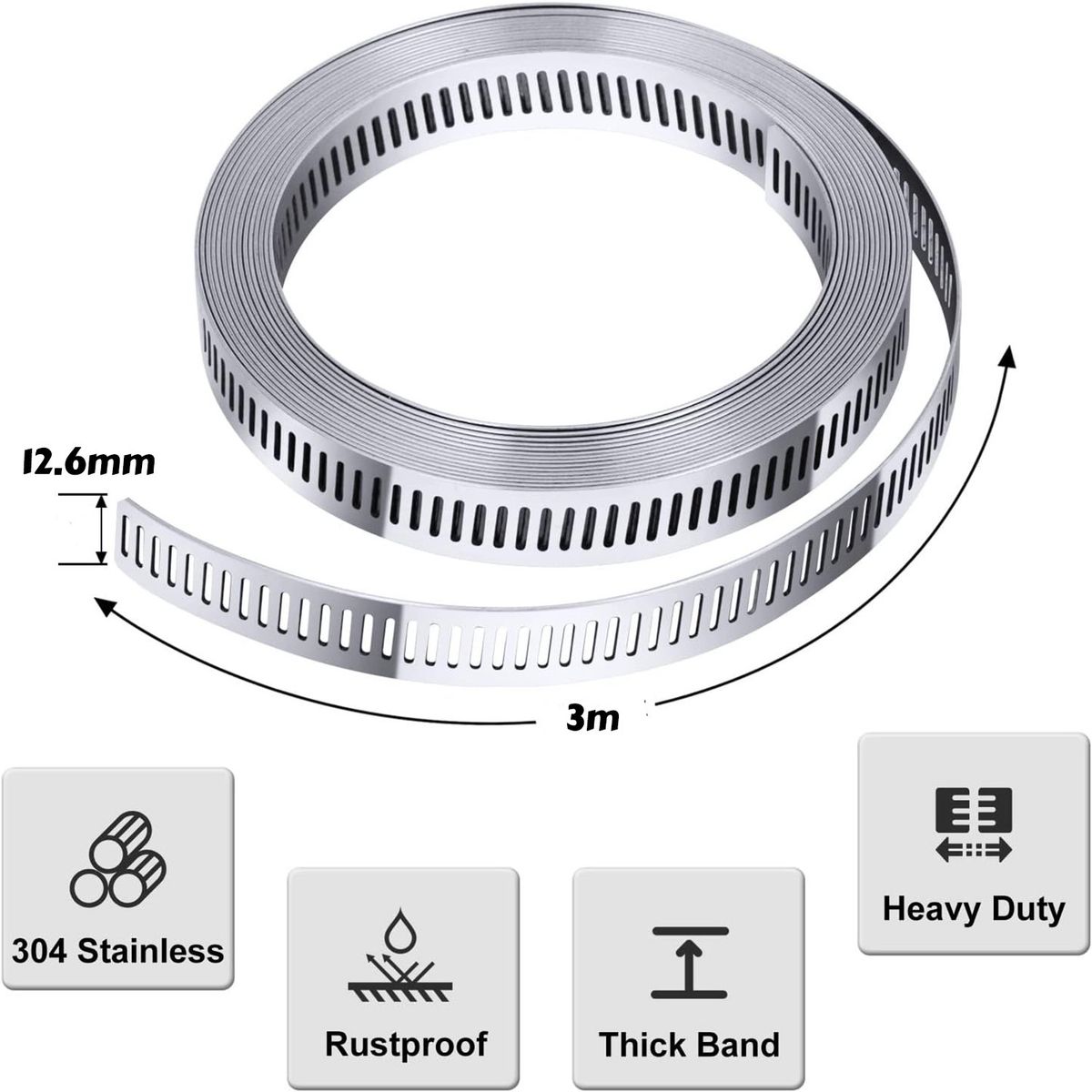 GENERICO - Abrazaderas De Manguera De 3m Con 8 Sujetadores