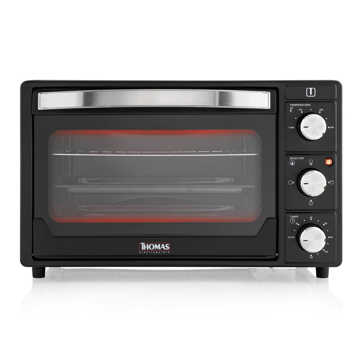 THOMAS - Horno Electrico 25L 1500W 250°C Negro Grill TH-25N01
