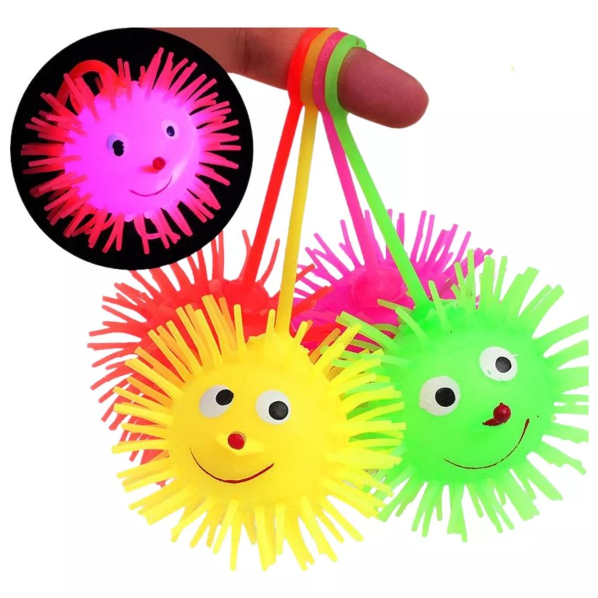 GENERICO - Pelota Erizo Luces Led Antiestrés Yoyo Squishy Apretable