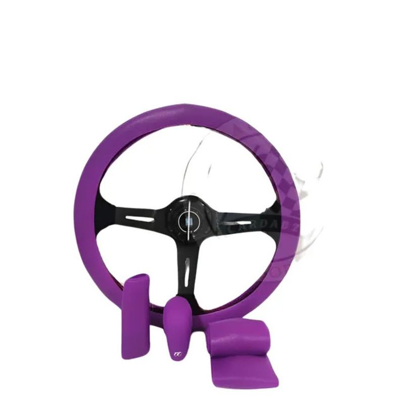 GENERICO - Set 3 Piezas Funda Cubre Volante Perilla Cambios Gel Silicona COLOR: negro, rojo, morado y verde CH