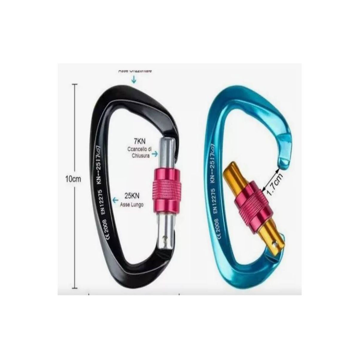 GENERICO - Mosquetón Climbing Resistente Profesional 25 Kn Multiuso