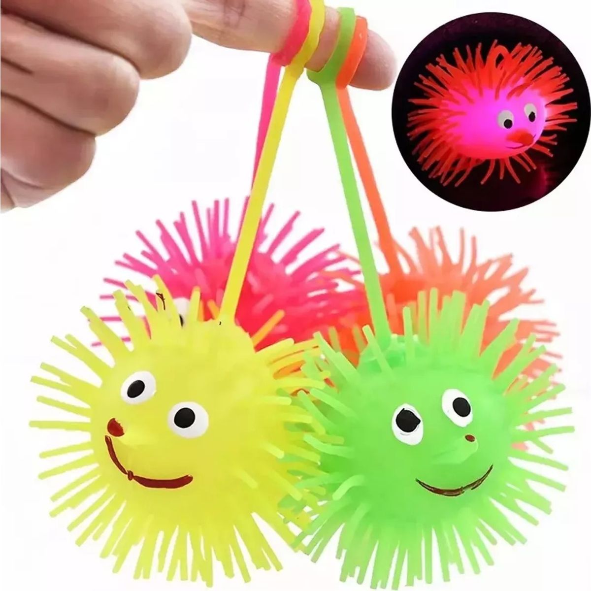 GENERICO - Pelota Erizo Juguete Antiestrés Yoyo Luces Led