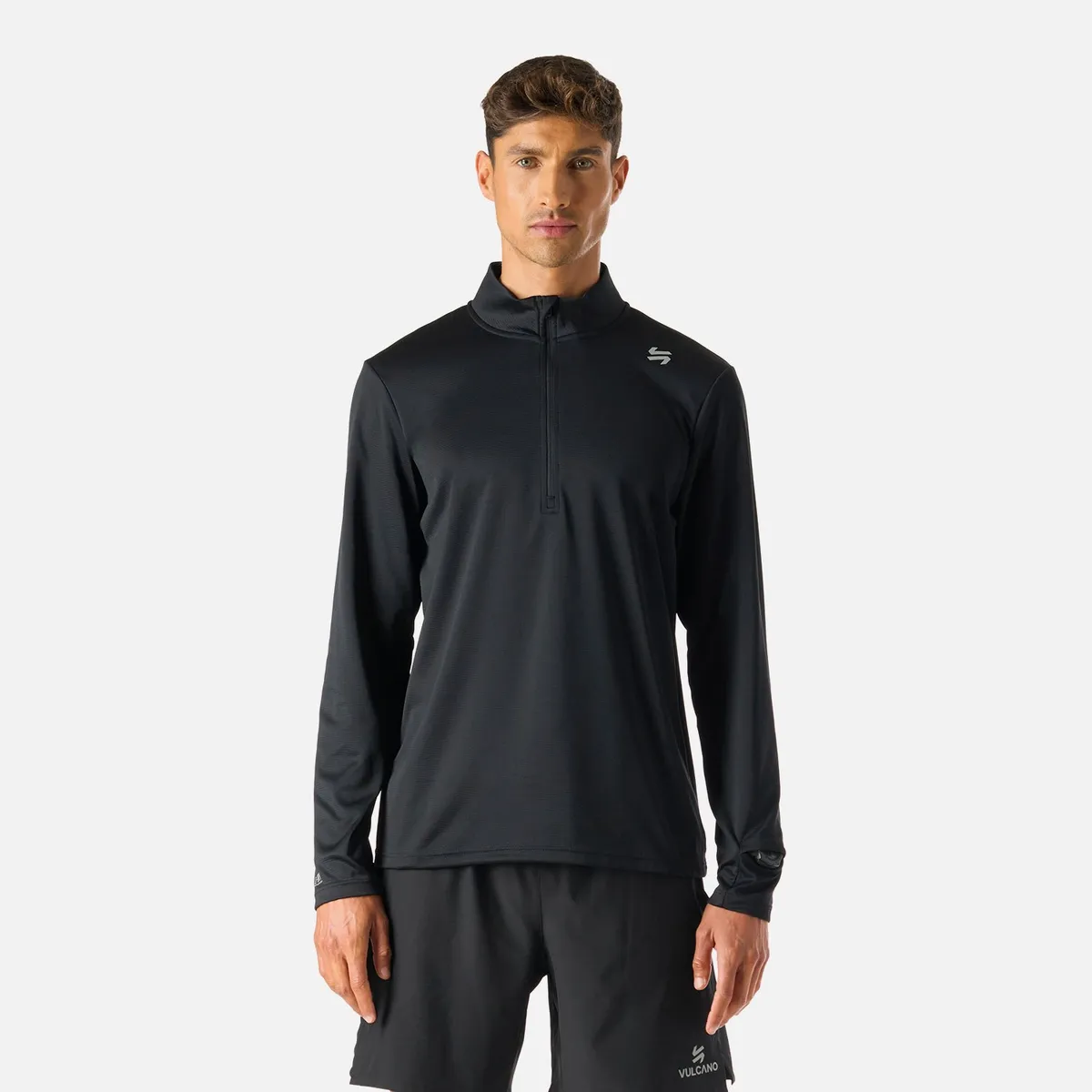 VULCANO - Polerón Hombre Built To Move 1/4 Zip Midlayer Negro Vulcano