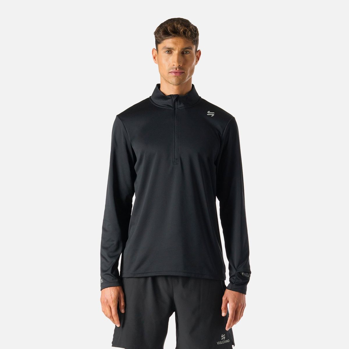 VULCANO - Polerón Hombre Built To Move 1/4 Zip Midlayer Negro Vulcano