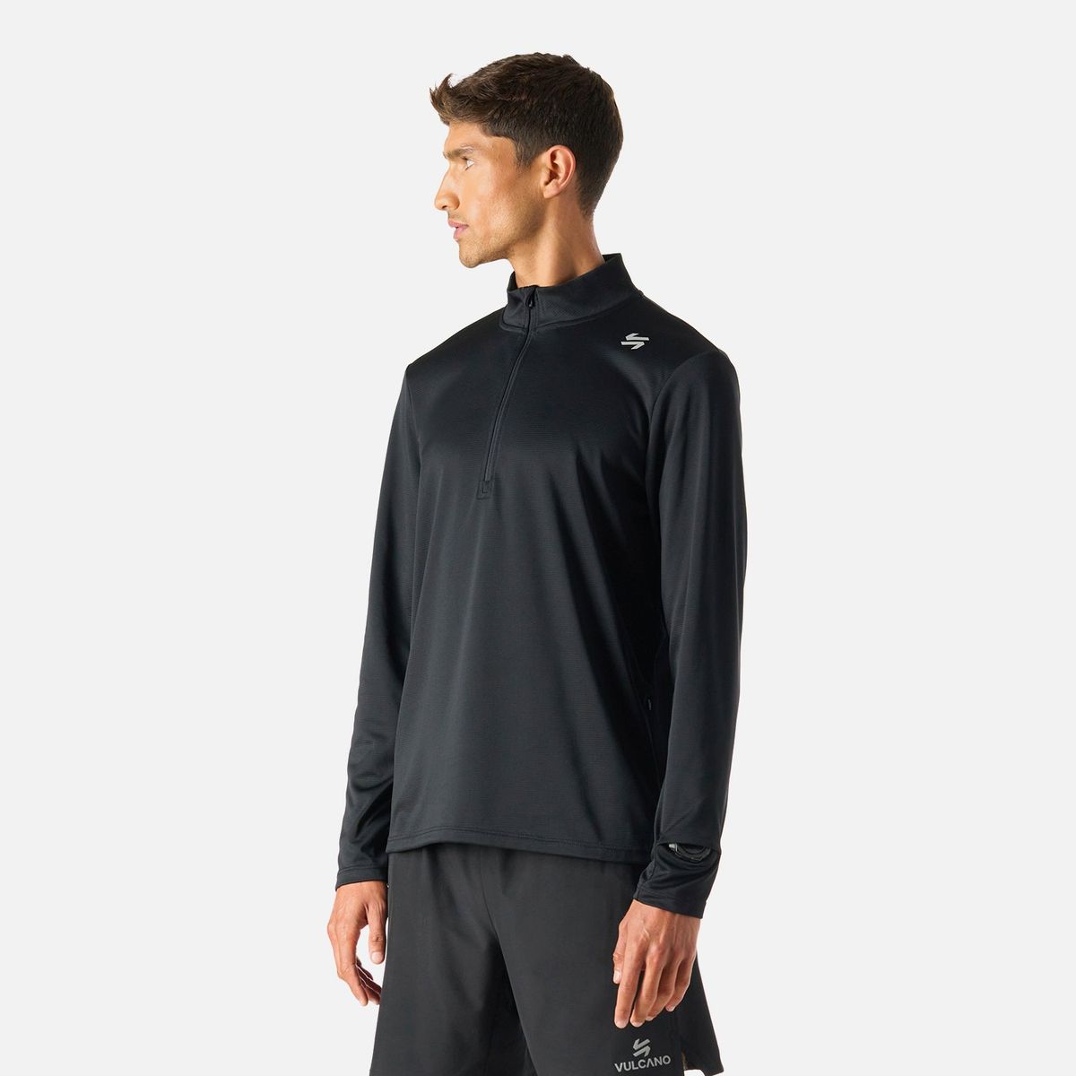 VULCANO - Polerón Hombre Built To Move 1/4 Zip Midlayer Negro Vulcano
