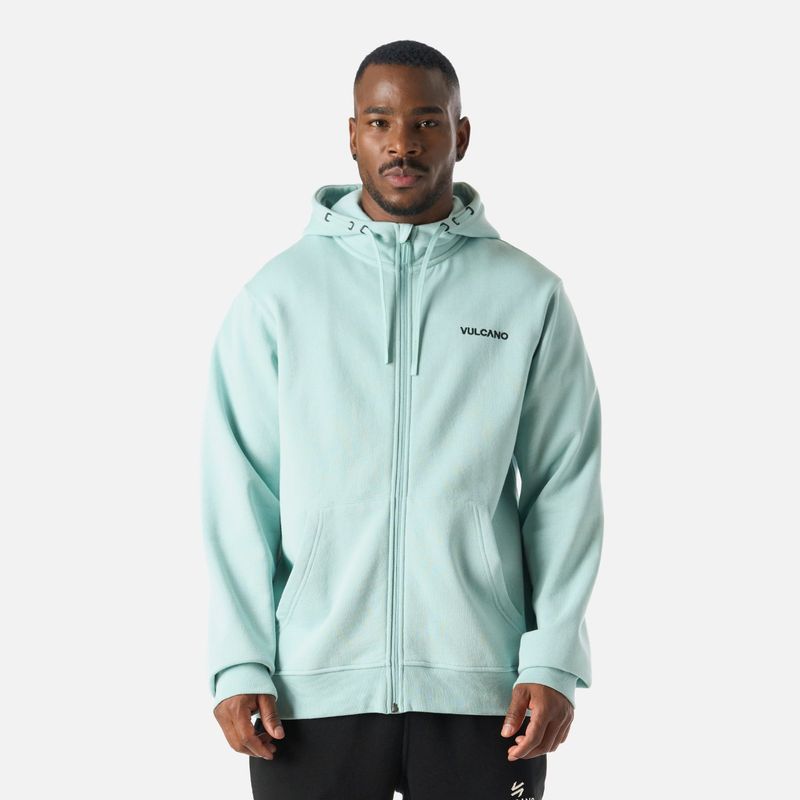 VULCANO - Polerón Hombre Cool Down Full Zip Sweatshirt Hoody Jade Vulcano